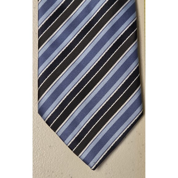 Men Necktie ALEXANDER JULIAN COLOURS Handmade Blues and Dark Gray Striped 59" - Picture 1 of 7
